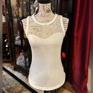 Express Lace Cream Sleeveless Top